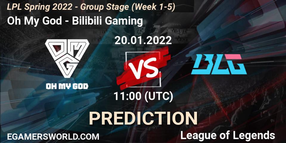 Prognoza Oh My God - Bilibili Gaming. 20.01.2022 at 12:00, LoL, LPL Spring 2022 - Group Stage (Week 1-5)