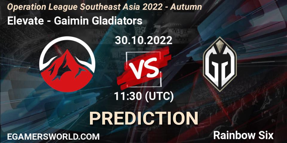 Prognoza Elevate - Gaimin Gladiators. 30.10.2022 at 11:30, Rainbow Six, Operation League Southeast Asia 2022 - Autumn