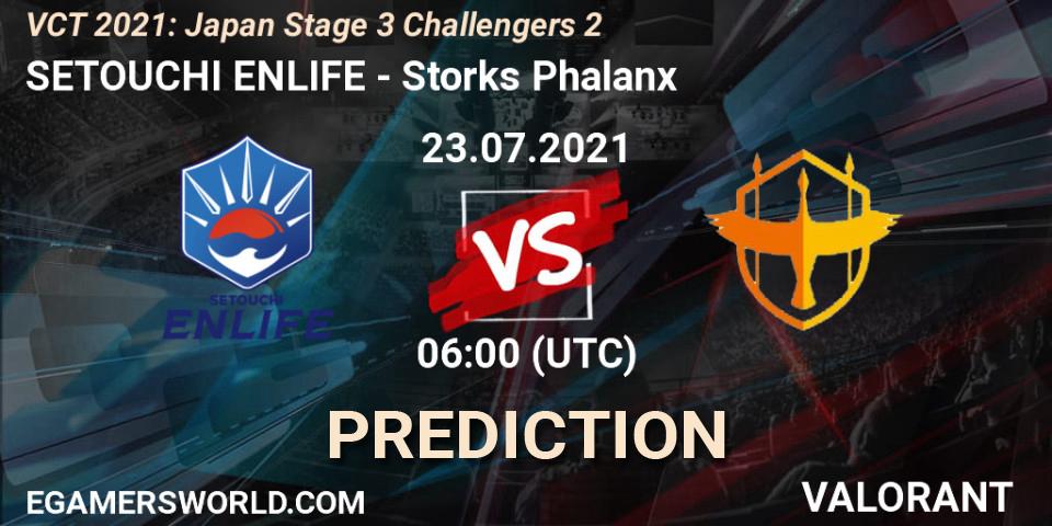 Prognoza SETOUCHI ENLIFE - Storks Phalanx. 23.07.2021 at 06:00, VALORANT, VCT 2021: Japan Stage 3 Challengers 2