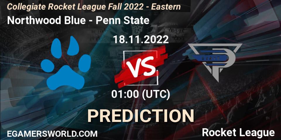 Prognoza Northwood Blue - Penn State. 18.11.2022 at 02:00, Rocket League, Collegiate Rocket League Fall 2022 - Eastern