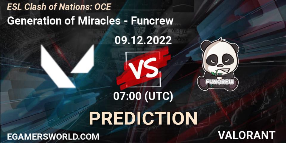 Prognoza Generation of Miracles - Funcrew. 09.12.22, VALORANT, ESL Clash of Nations: OCE