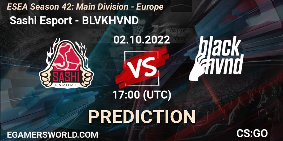 Prognoza Sashi Esport - BLVKHVND. 02.10.2022 at 17:00, Counter-Strike (CS2), ESEA Season 42: Main Division - Europe