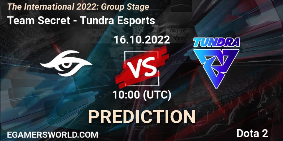 Prognoza Team Secret - Tundra Esports. 16.10.2022 at 10:47, Dota 2, The International 2022: Group Stage