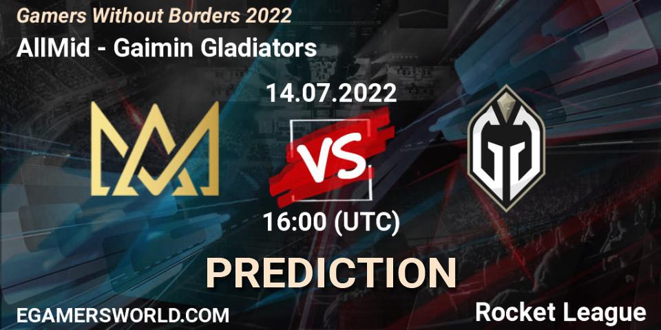 Prognoza AllMid - Gaimin Gladiators. 14.07.2022 at 16:00, Rocket League, Gamers Without Borders 2022