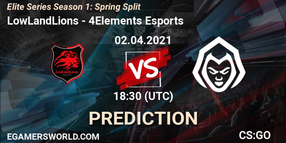 Prognoza LowLandLions - 4Elements Esports. 02.04.2021 at 19:10, Counter-Strike (CS2), Elite Series Season 1: Spring Split