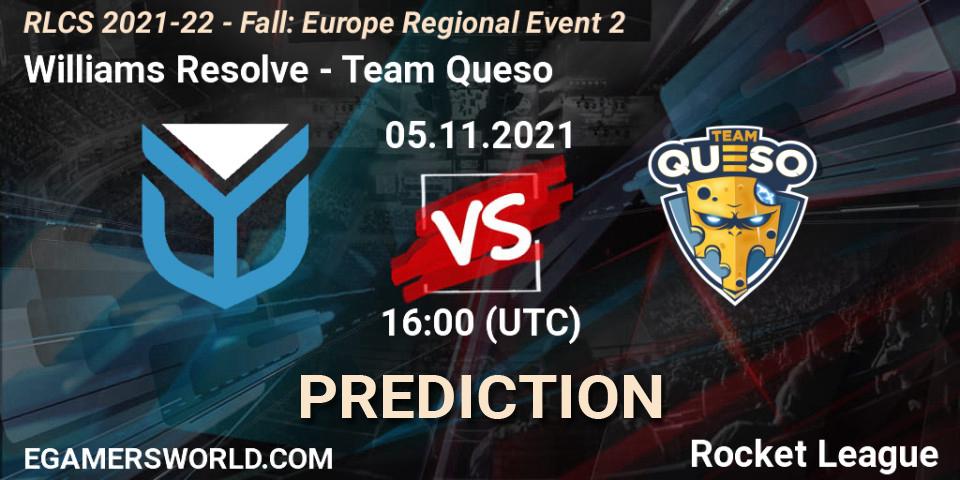 Prognoza Williams Resolve - Team Queso. 05.11.2021 at 16:00, Rocket League, RLCS 2021-22 - Fall: Europe Regional Event 2