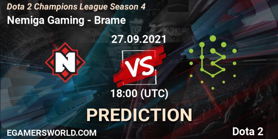 Prognoza Nemiga Gaming - Brame. 27.09.2021 at 18:57, Dota 2, Dota 2 Champions League Season 4