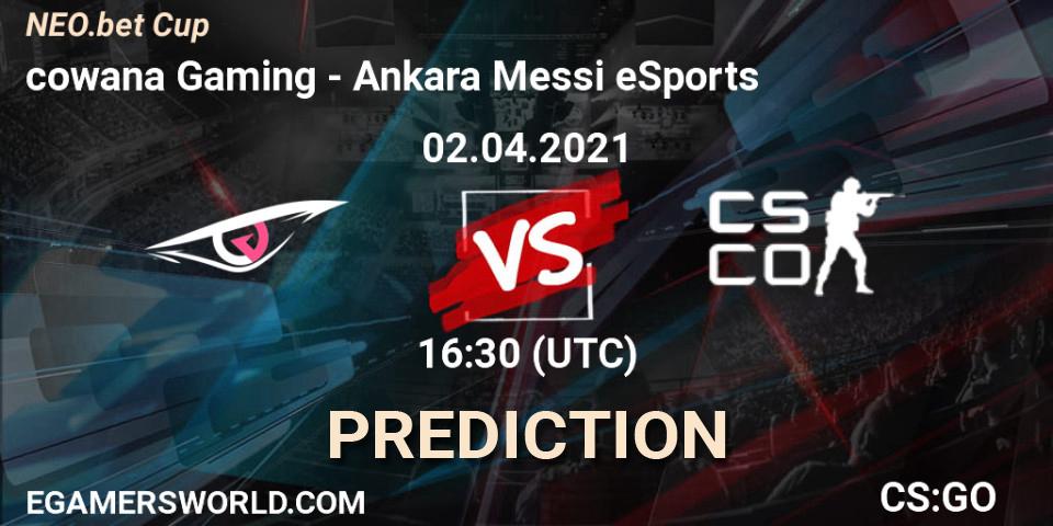 Prognoza cowana Gaming - Ankara Messi eSports. 02.04.2021 at 16:30, Counter-Strike (CS2), NEO.bet Cup