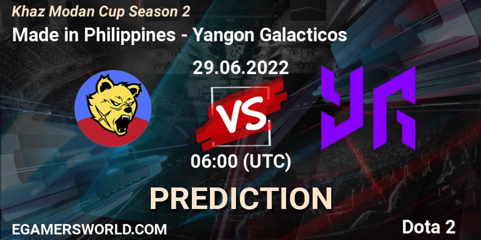 Prognoza Made in Philippines - Yangon Galacticos. 29.06.2022 at 06:02, Dota 2, Khaz Modan Cup Season 2