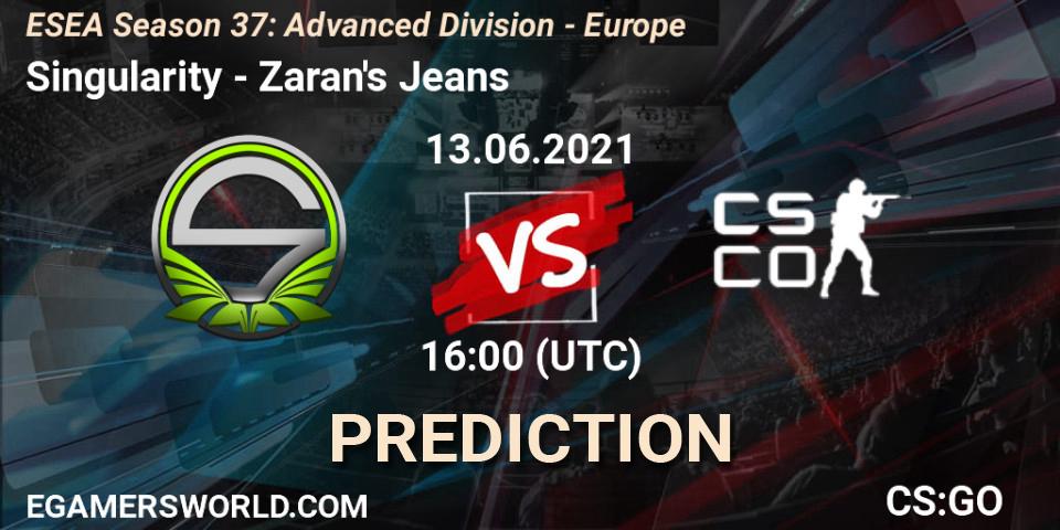 Prognoza Singularity - Zaran's Jeans. 13.06.2021 at 18:00, Counter-Strike (CS2), ESEA Season 37: Advanced Division - Europe