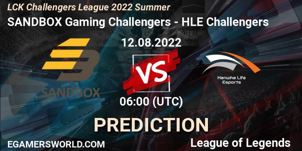 Prognoza SANDBOX Gaming Challengers - HLE Challengers. 12.08.2022 at 06:00, LoL, LCK Challengers League 2022 Summer
