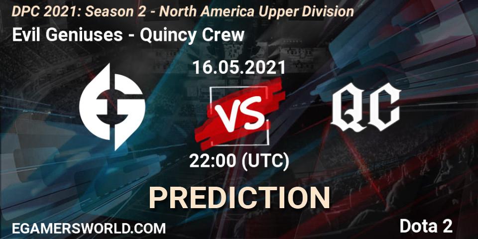 Prognoza Evil Geniuses - Quincy Crew. 16.05.2021 at 22:00, Dota 2, DPC 2021: Season 2 - North America Upper Division 