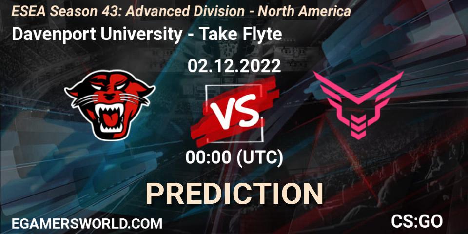 Prognoza Davenport University - Take Flyte. 02.12.22, CS2 (CS:GO), ESEA Season 43: Advanced Division - North America