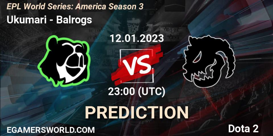 Prognoza Ukumari - Balrogs. 12.01.2023 at 23:17, Dota 2, EPL World Series: America Season 3