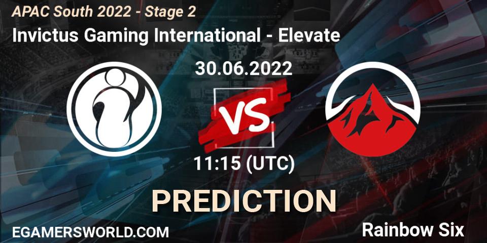 Prognoza Invictus Gaming International - Elevate. 30.06.2022 at 11:15, Rainbow Six, APAC South 2022 - Stage 2