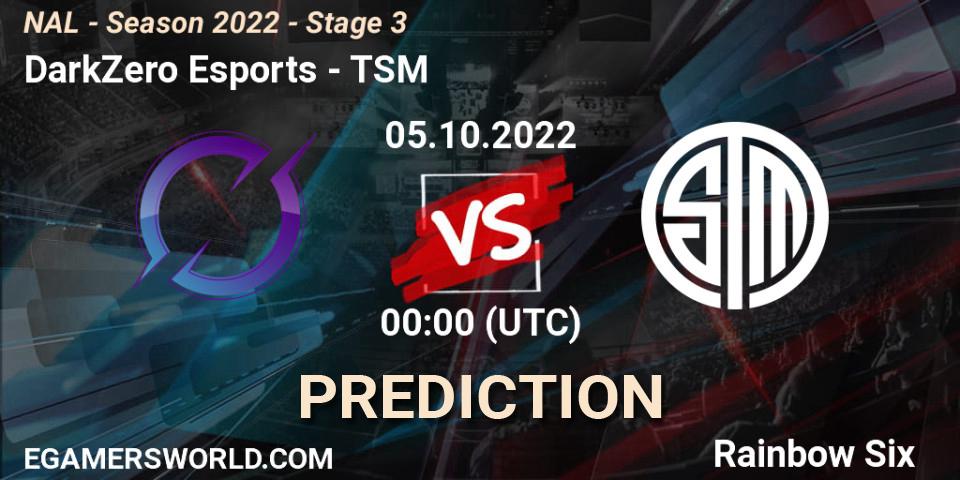 Prognoza DarkZero Esports - TSM. 05.10.2022 at 00:00, Rainbow Six, NAL - Season 2022 - Stage 3