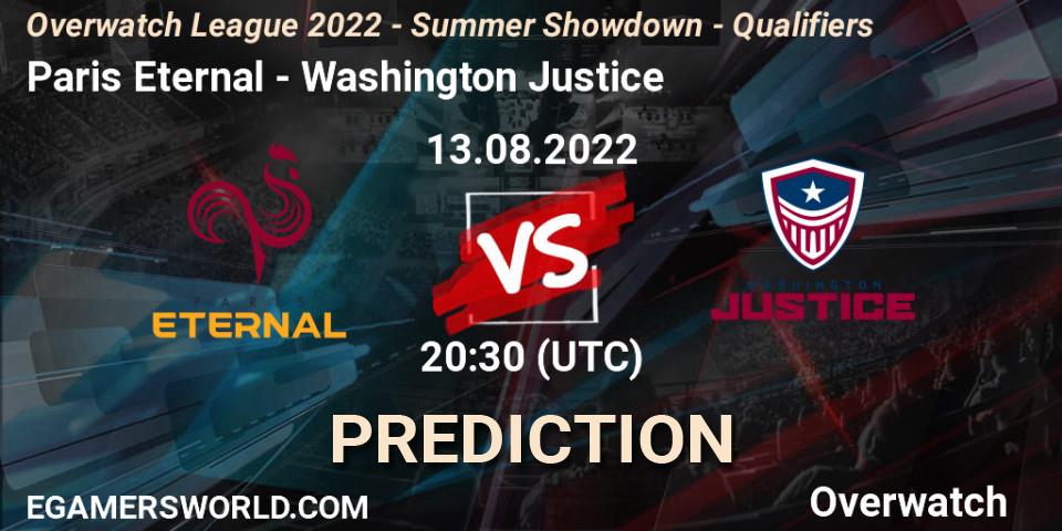 Prognoza Paris Eternal - Washington Justice. 13.08.2022 at 20:30, Overwatch, Overwatch League 2022 - Summer Showdown - Qualifiers