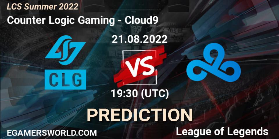 Prognoza Counter Logic Gaming - Cloud9. 21.08.2022 at 20:00, LoL, LCS Summer 2022