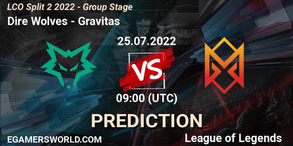 Prognoza Dire Wolves - Gravitas. 25.07.2022 at 09:00, LoL, LCO Split 2 2022 - Group Stage
