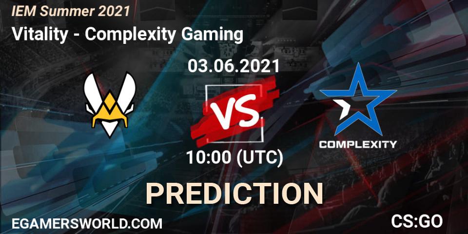 Prognoza Vitality - Complexity Gaming. 03.06.2021 at 10:00, Counter-Strike (CS2), IEM Summer 2021