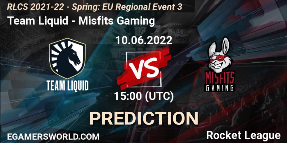 Prognoza Team Liquid - Misfits Gaming. 10.06.2022 at 15:00, Rocket League, RLCS 2021-22 - Spring: EU Regional Event 3
