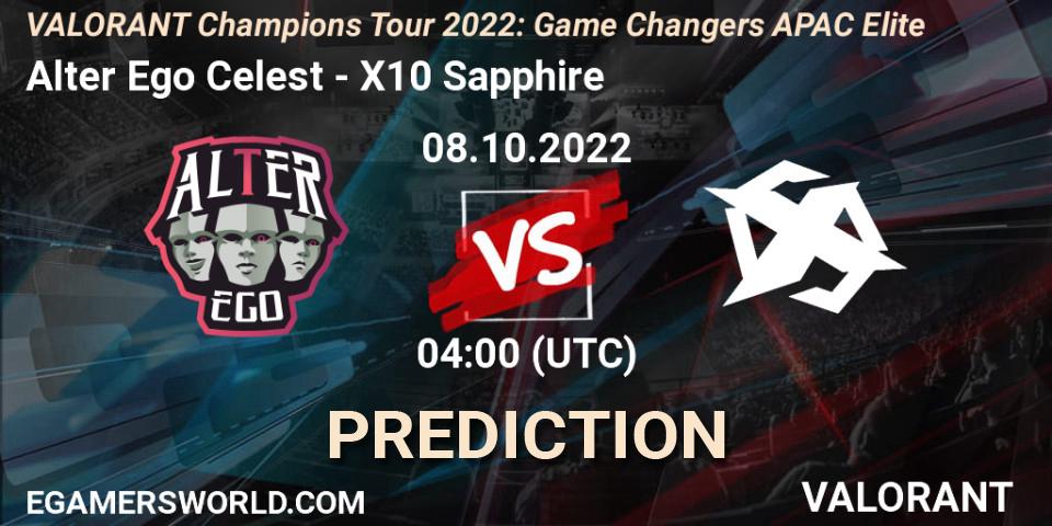 Prognoza Alter Ego Celestè - X10 Sapphire. 08.10.2022 at 04:00, VALORANT, VCT 2022: Game Changers APAC Elite