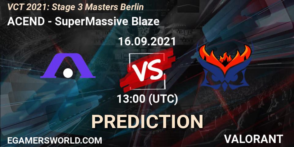 Prognoza ACEND - SuperMassive Blaze. 16.09.2021 at 13:00, VALORANT, VCT 2021: Stage 3 Masters Berlin