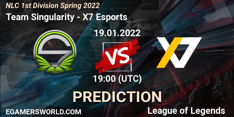 Prognoza Team Singularity - X7 Esports. 19.01.2022 at 19:00, LoL, NLC 1st Division Spring 2022