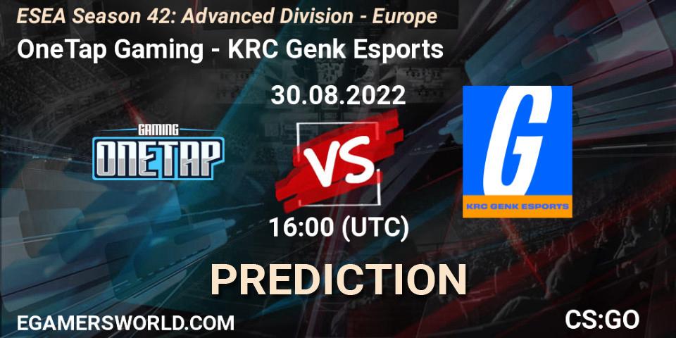 Prognoza OneTap Gaming - KRC Genk Esports. 30.08.2022 at 16:00, Counter-Strike (CS2), ESEA Season 42: Advanced Division - Europe