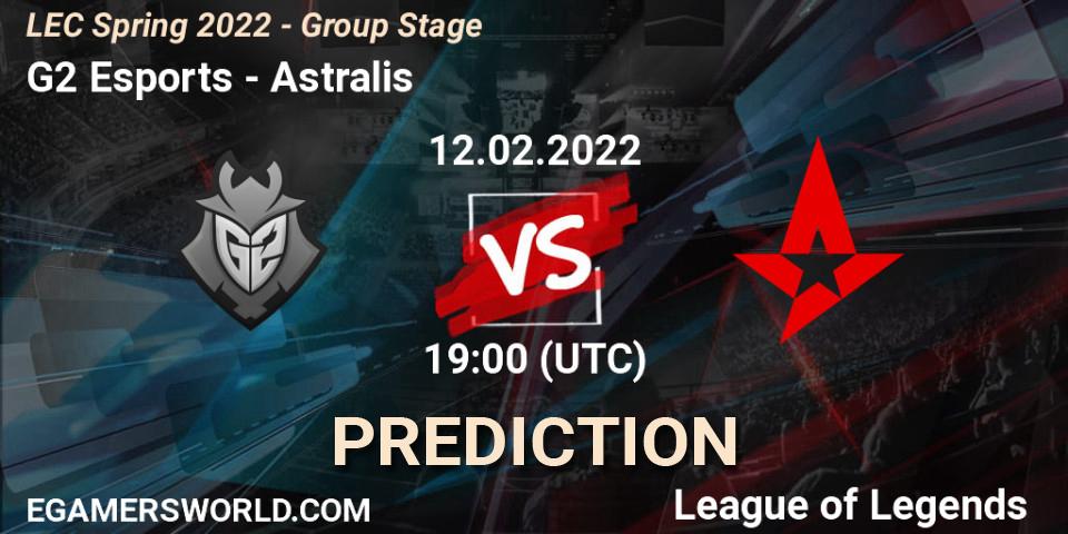 Prognoza G2 Esports - Astralis. 12.02.2022 at 19:00, LoL, LEC Spring 2022 - Group Stage