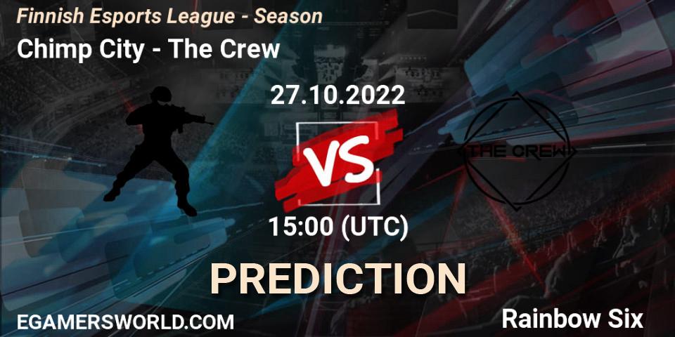 Prognoza Chimp City - The Crew. 27.10.2022 at 15:00, Rainbow Six, Finnish Esports League - Season 