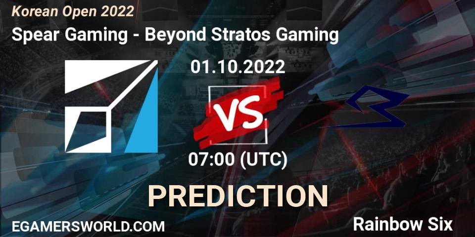 Prognoza Spear Gaming - Beyond Stratos Gaming. 01.10.2022 at 07:00, Rainbow Six, Korean Open 2022