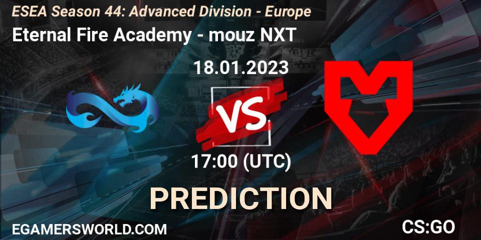 Prognoza Eternal Fire Academy - mouz NXT. 24.01.2023 at 17:00, Counter-Strike (CS2), ESEA Season 44: Advanced Division - Europe