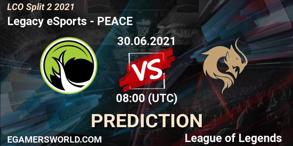 Prognoza Legacy eSports - PEACE. 30.06.2021 at 08:00, LoL, LCO Split 2 2021