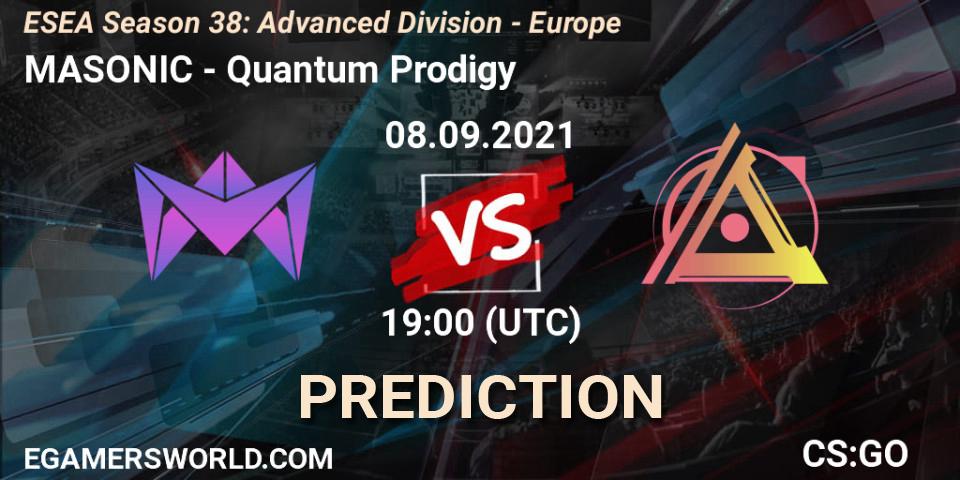 Prognoza MASONIC - Quantum Prodigy. 08.09.2021 at 19:00, Counter-Strike (CS2), ESEA Season 38: Advanced Division - Europe
