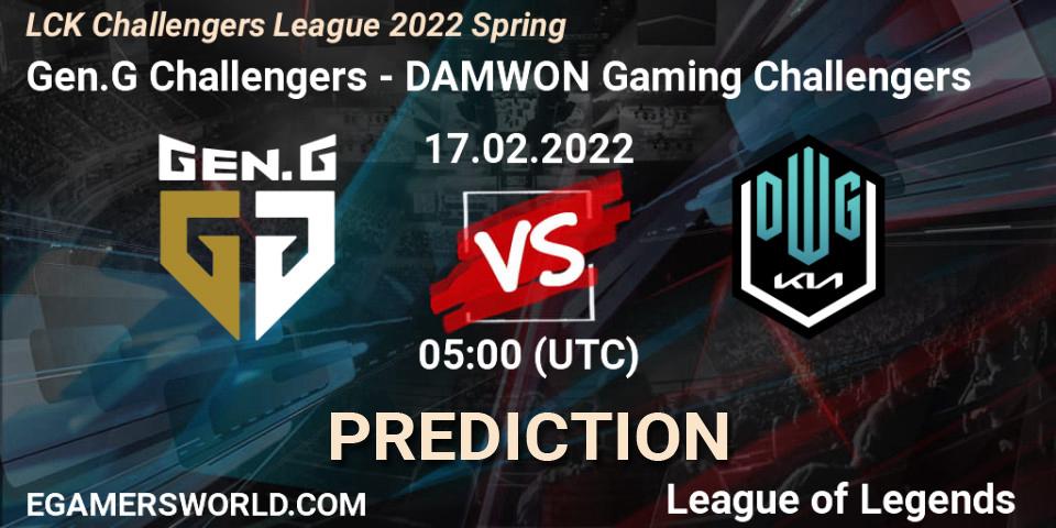 Prognoza Gen.G Challengers - DAMWON Gaming Challengers. 17.02.2022 at 05:00, LoL, LCK Challengers League 2022 Spring