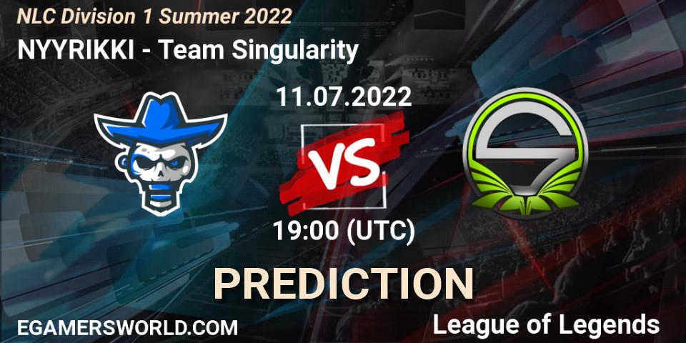 Prognoza NYYRIKKI - Team Singularity. 11.07.2022 at 19:00, LoL, NLC Division 1 Summer 2022