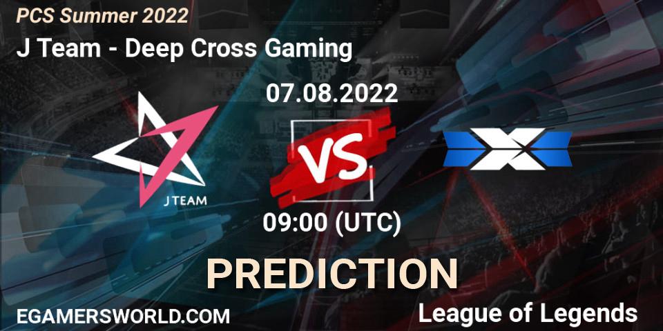 Prognoza J Team - Deep Cross Gaming. 07.08.2022 at 10:00, LoL, PCS Summer 2022