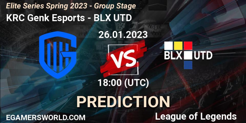 Prognoza KRC Genk Esports - BLX UTD. 26.01.2023 at 18:00, LoL, Elite Series Spring 2023 - Group Stage