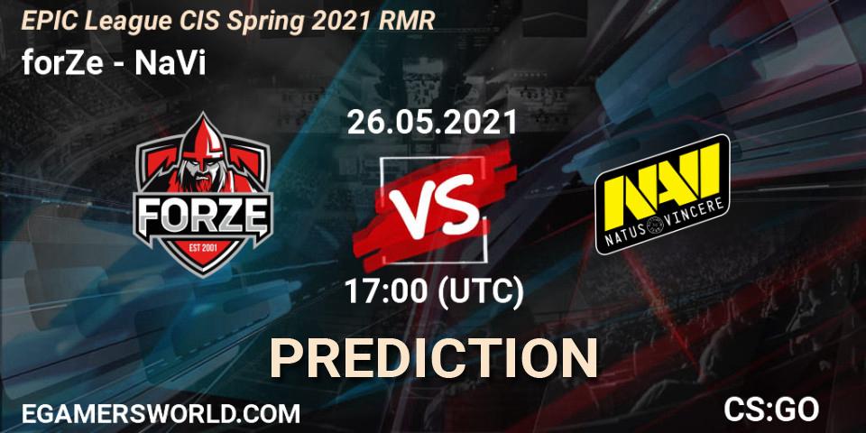 Prognoza forZe - NaVi. 26.05.2021 at 17:20, Counter-Strike (CS2), EPIC League CIS Spring 2021 RMR