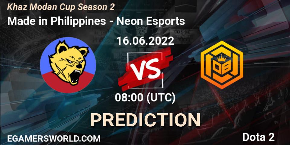 Prognoza Made in Philippines - Neon Esports. 23.06.2022 at 10:01, Dota 2, Khaz Modan Cup Season 2