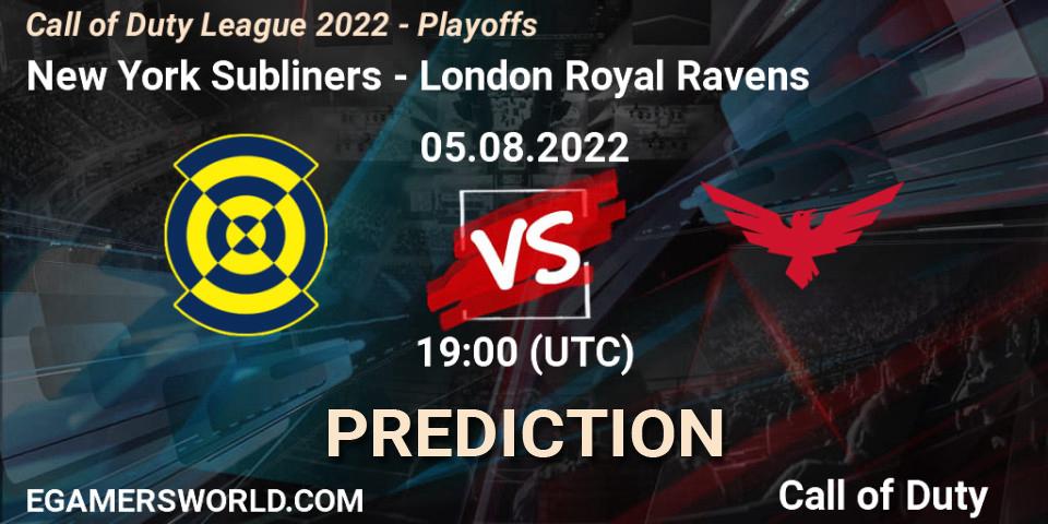 Prognoza New York Subliners - London Royal Ravens. 05.08.2022 at 19:00, Call of Duty, Call of Duty League 2022 - Playoffs