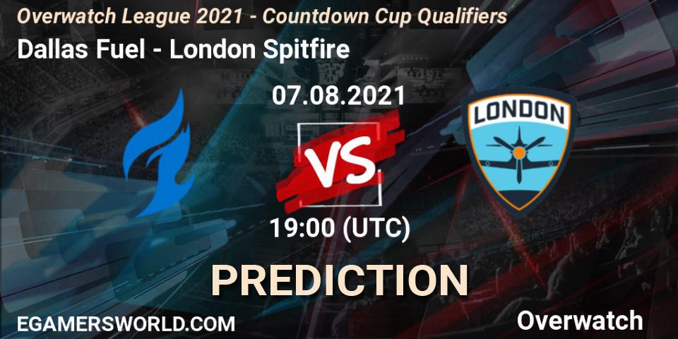 Prognoza Dallas Fuel - London Spitfire. 07.08.21, Overwatch, Overwatch League 2021 - Countdown Cup Qualifiers