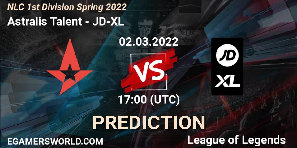 Prognoza Astralis Talent - JD-XL. 02.03.2022 at 17:00, LoL, NLC 1st Division Spring 2022