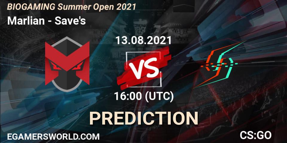 Prognoza Marlian - Save's. 13.08.2021 at 16:00, Counter-Strike (CS2), BIOGAMING Summer Open 2021