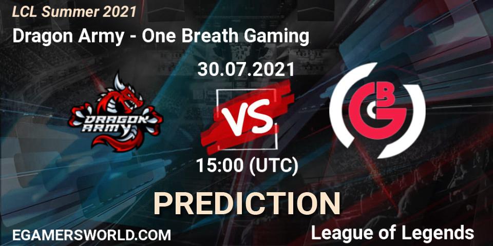 Prognoza Dragon Army - One Breath Gaming. 30.07.21, LoL, LCL Summer 2021