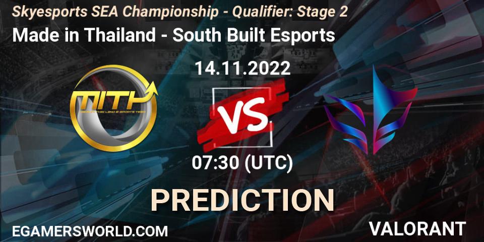 Prognoza Made in Thailand - South Built Esports. 14.11.2022 at 10:30, VALORANT, Skyesports SEA Championship - Qualifier: Stage 2