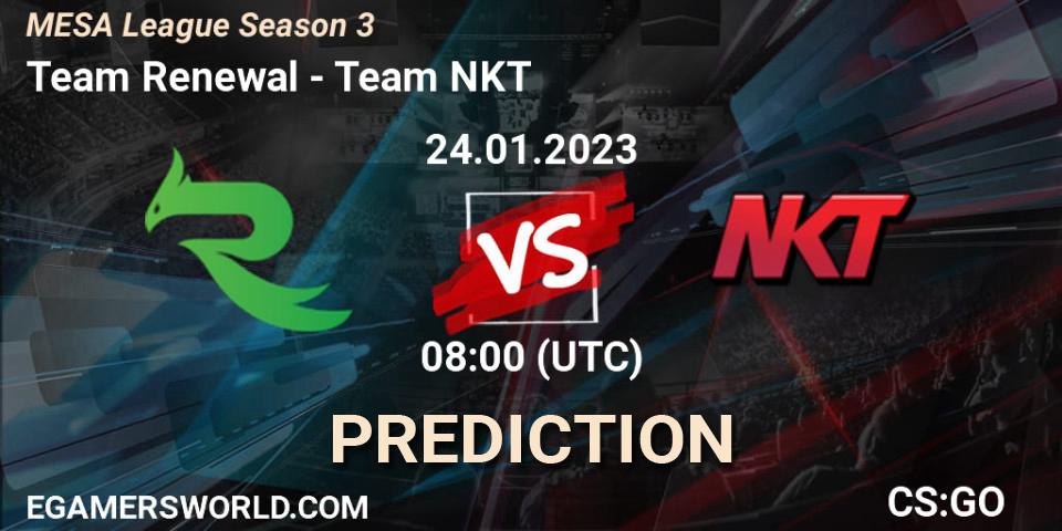 Prognoza Team Renewal - Team NKT. 25.01.2023 at 06:30, Counter-Strike (CS2), MESA League Season 3