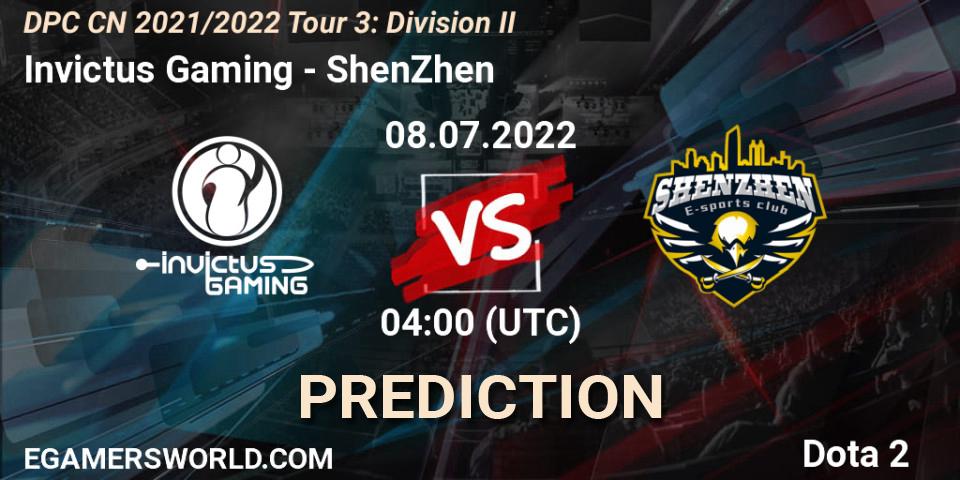 Prognoza Invictus Gaming - ShenZhen. 08.07.22, Dota 2, DPC CN 2021/2022 Tour 3: Division II