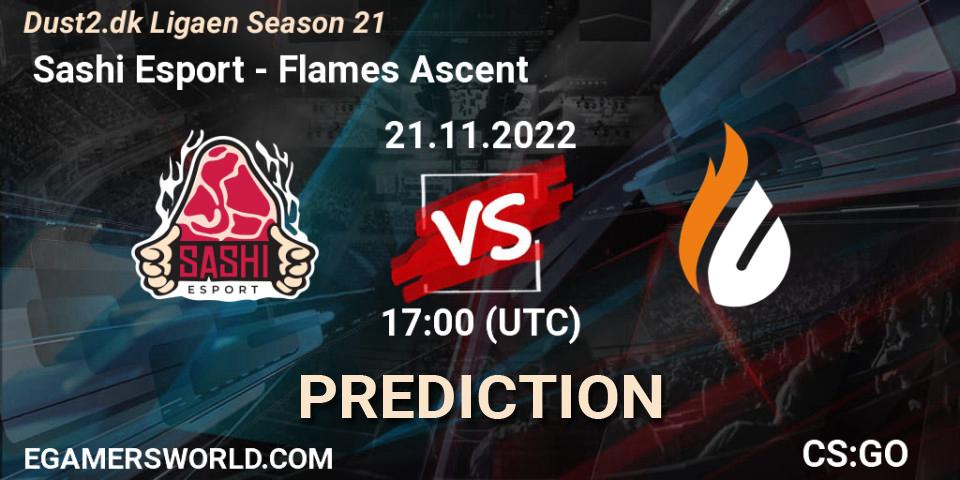 Prognoza Sashi Esport - Flames Ascent. 21.11.2022 at 17:00, Counter-Strike (CS2), Dust2.dk Ligaen Season 21